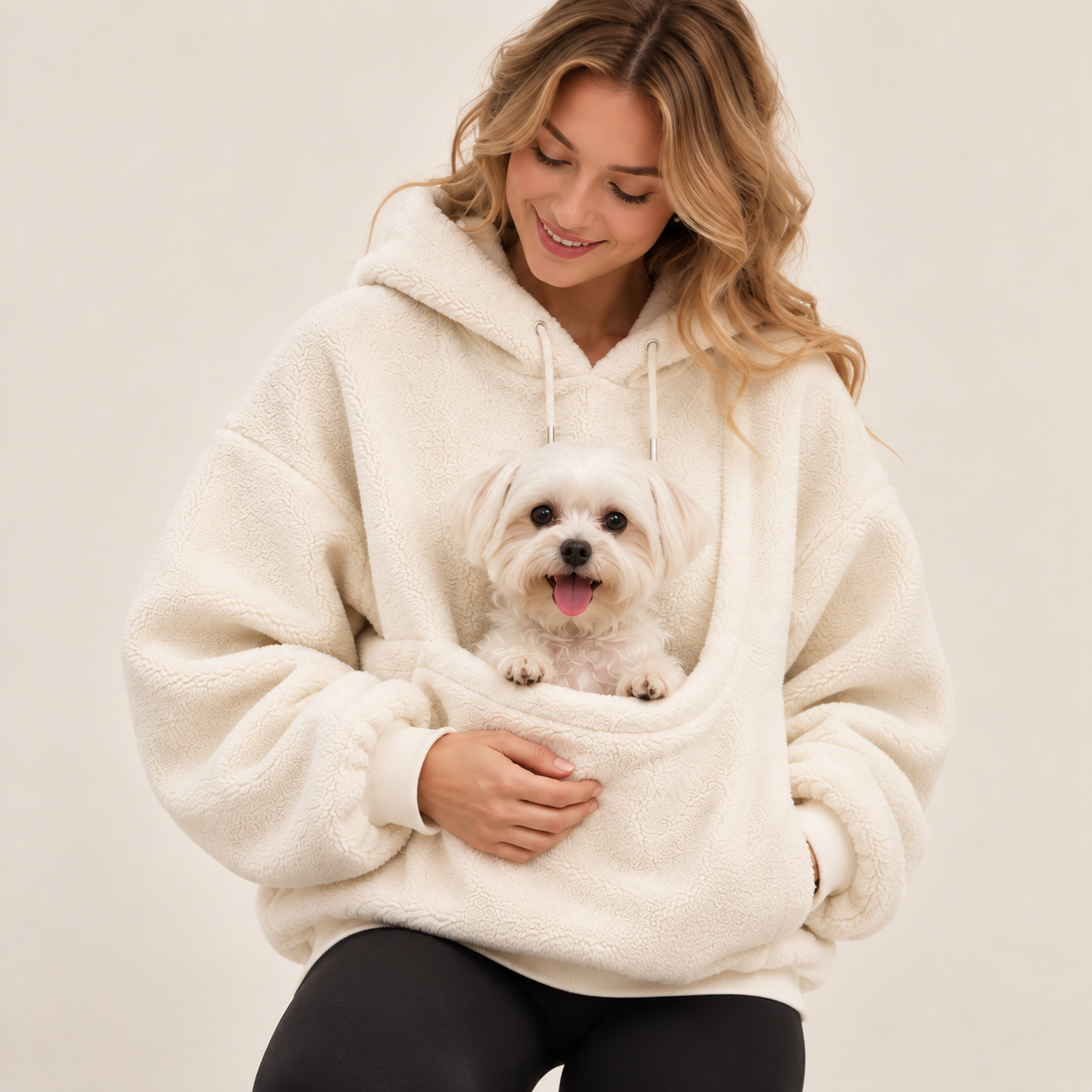 CozyCarry fleece pet hoodie lifestyle