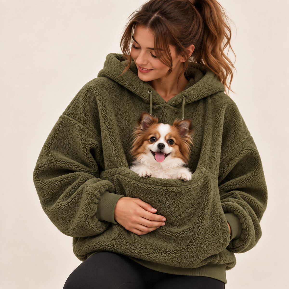 CozyCarry cozy pet pouch hoodie lifestyle