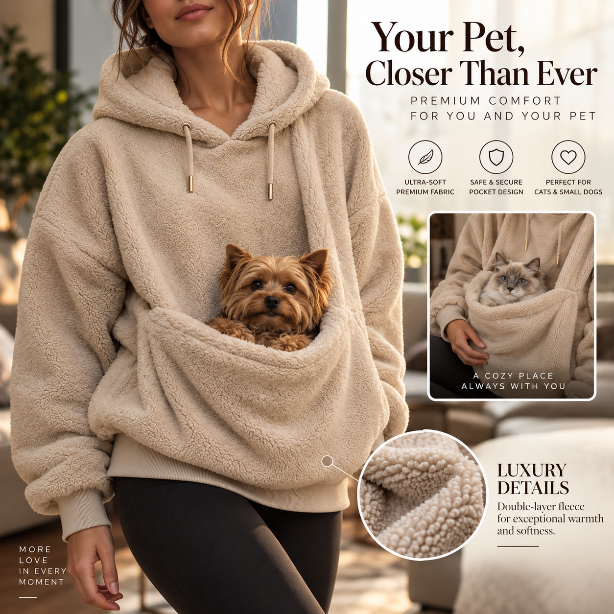 CozyCarry premium comfort pet hoodie