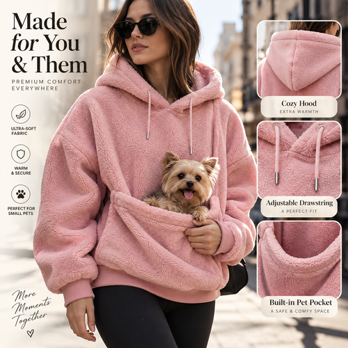CozyCarry pink pet hoodie with front pet pouch