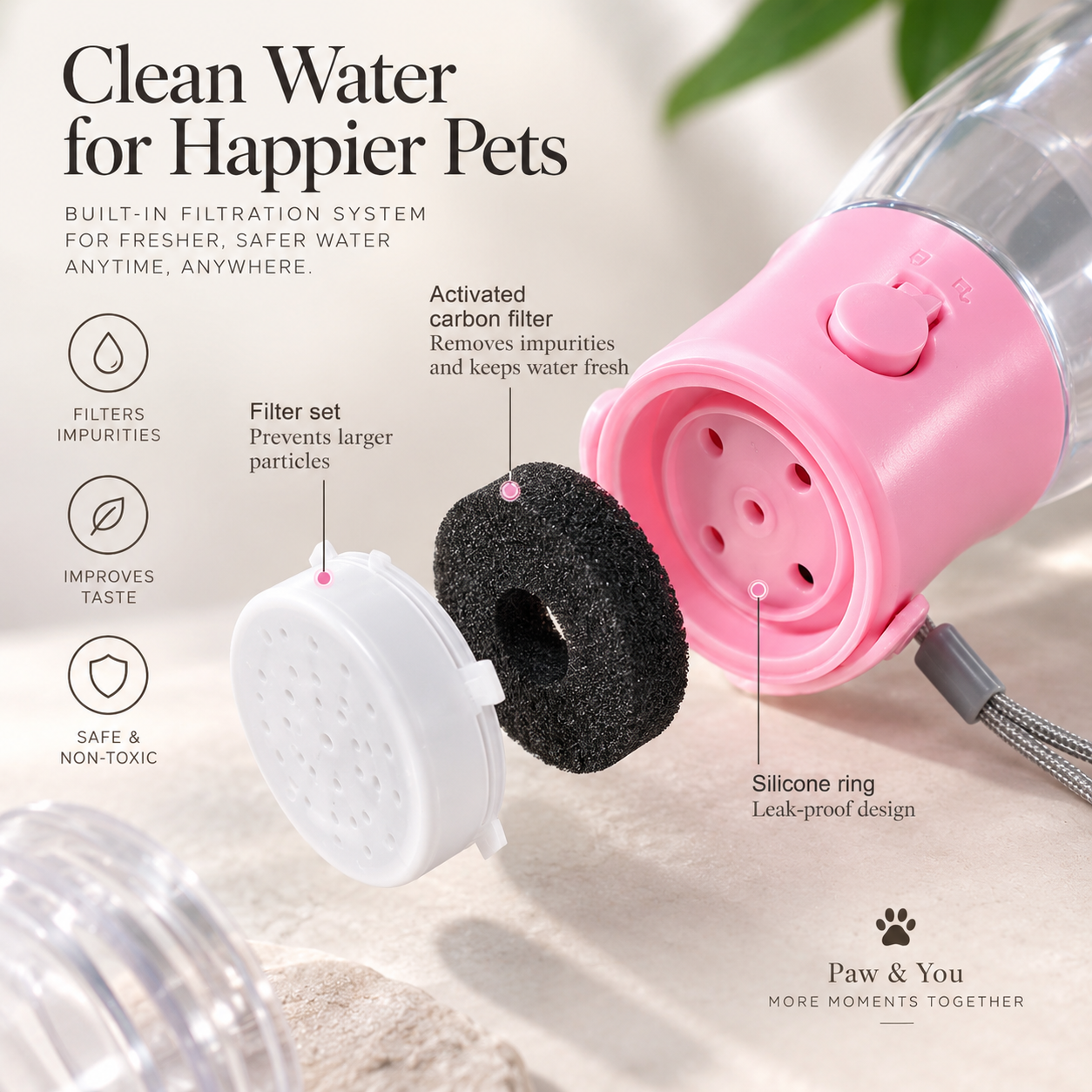 CozySip portable pet water bottle product detail