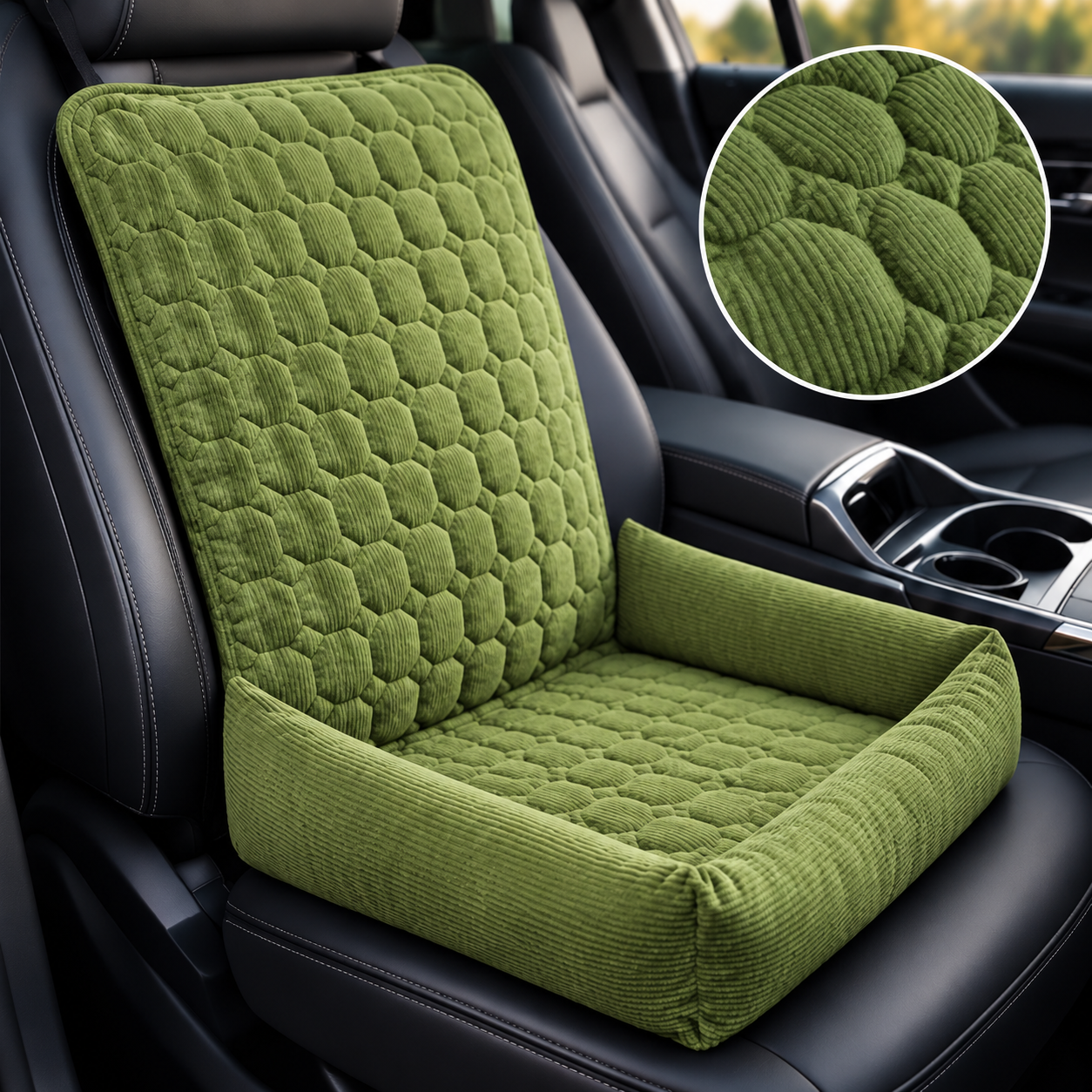 CozyRide green padded pet car seat protector