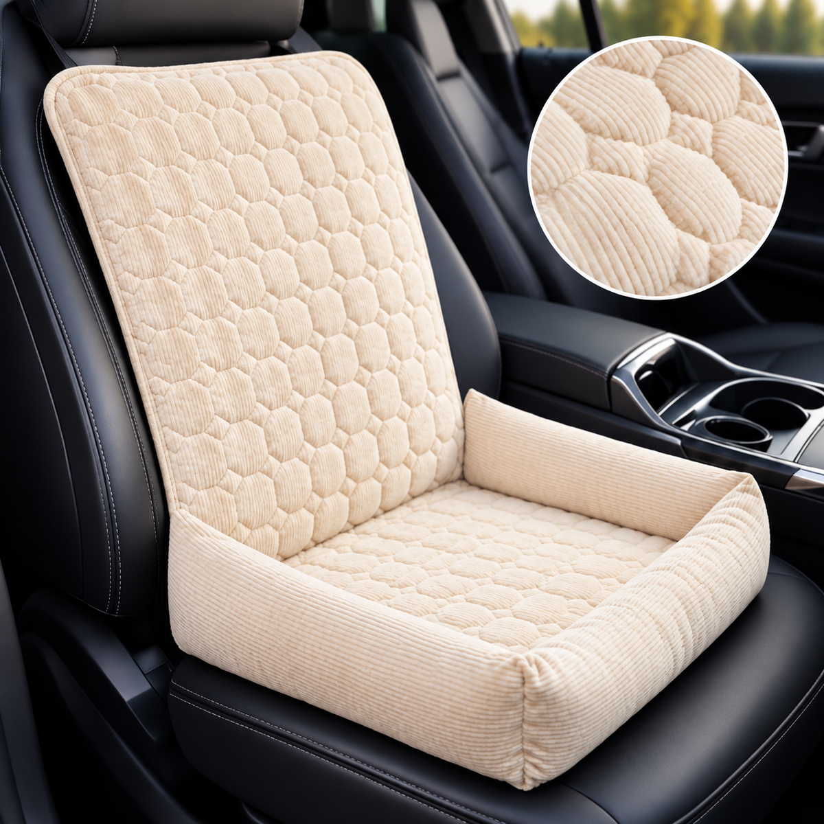 CozyRide beige padded pet car seat protector