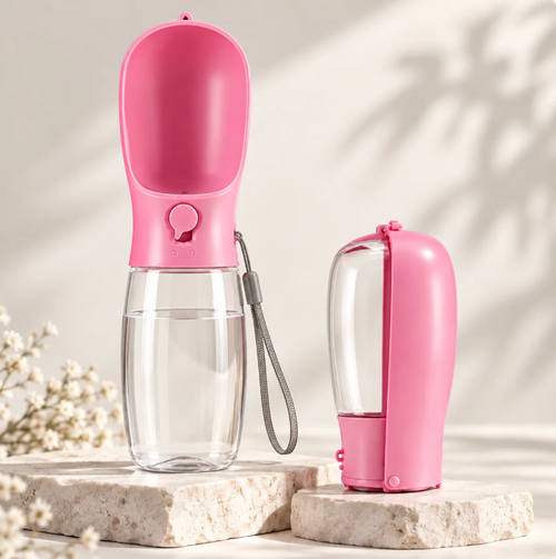 CozySip pink travel water bottle for pets